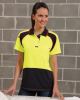 ladies energy microfibre polo short sleeve yellow/navy shirt - size 8