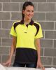 ladies energy microfibre polo short sleeve yellow/navy shirt - size 12