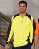 mens commando microfibre polo long sleeve yellow/navy shirt - size 2xl