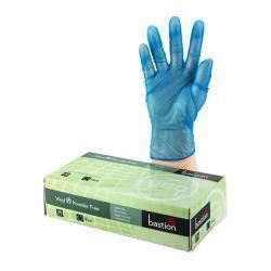 Image for BASTION BLUE VINYL POWDER FREE GLOVES MEDIUM BOX 100 from Olympia Office Products