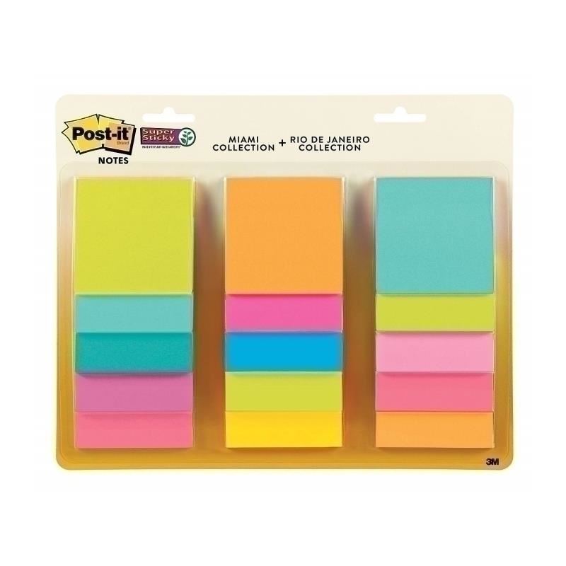 Image for POST-IT SUPER STICKY BRIGHT NOTES 76X76MM VALUE PACK - ASSORTED 15 PACK from Olympia Office Products